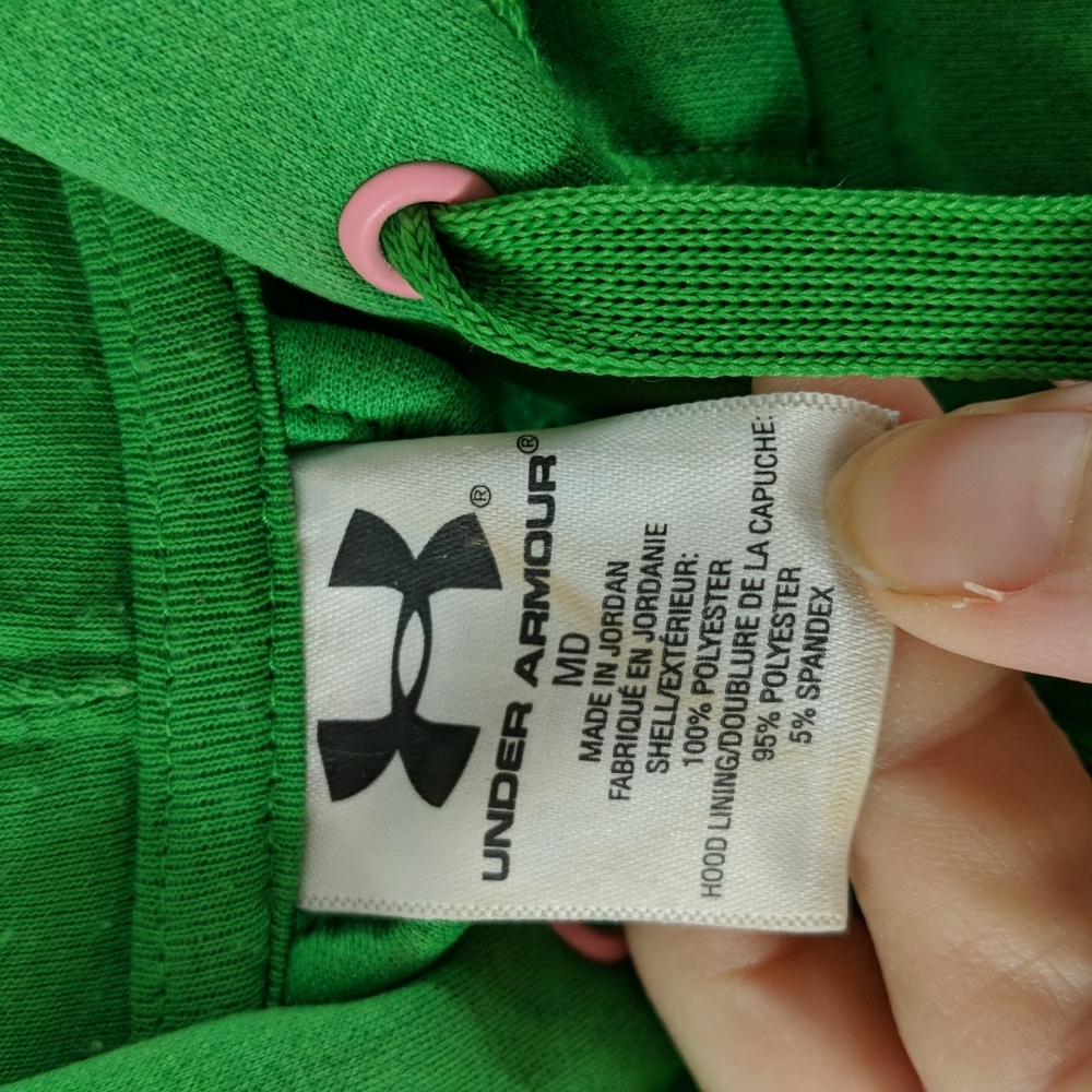 EUC Under Armour Green and Pink hooded sweatshirt - Picture 9 of 11